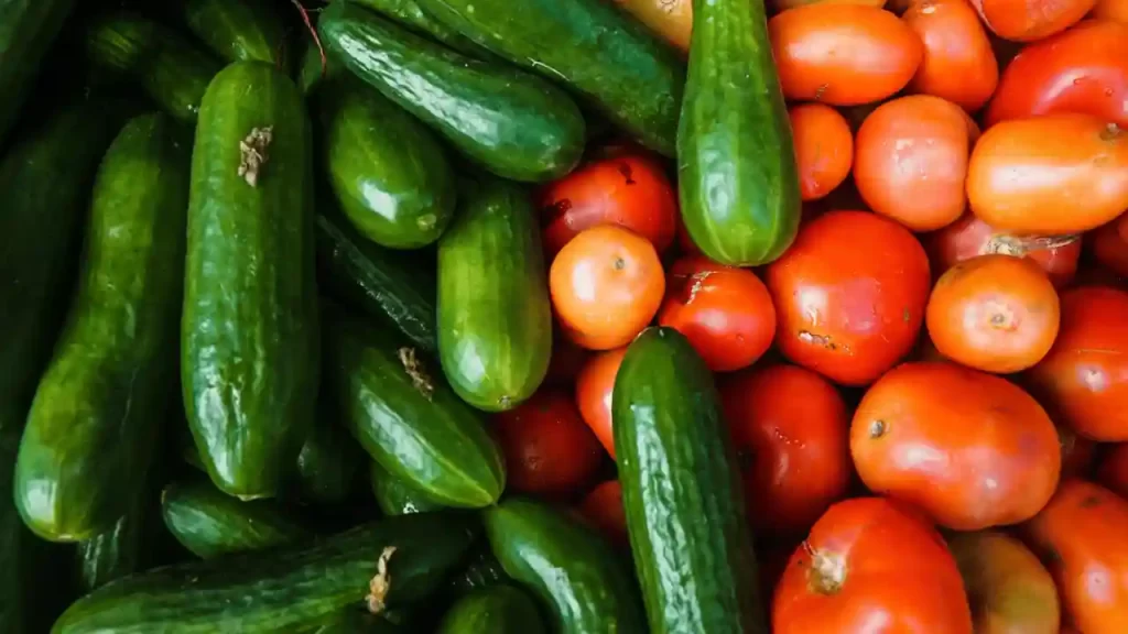 tomatoes and cucumbers together